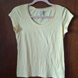 Jigsaw Pale Yellow Short Sleeve Scoop Neck Tee